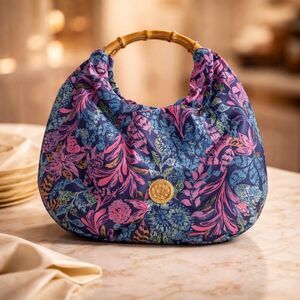 Lilly Pulitzer Blue and Pink Floral Satchel